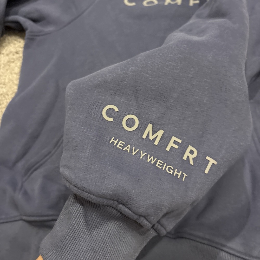Comfrt Minimalist Oversized Heavyweight Pullover Hoodie Blue Medium M Cotton - Picture 7 of 8